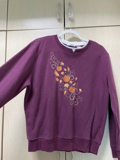hasting & smith vintage embroidered maroon plum sweater