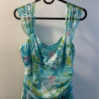 vintage cute 90’s midi teal dress