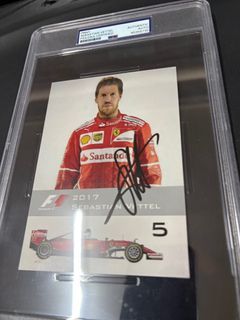 F1 Sebastian Vettel PSA certified signed autographed encased postcard