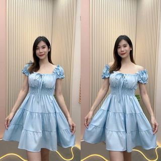 Blue Coquette Layered Ruffle Dress