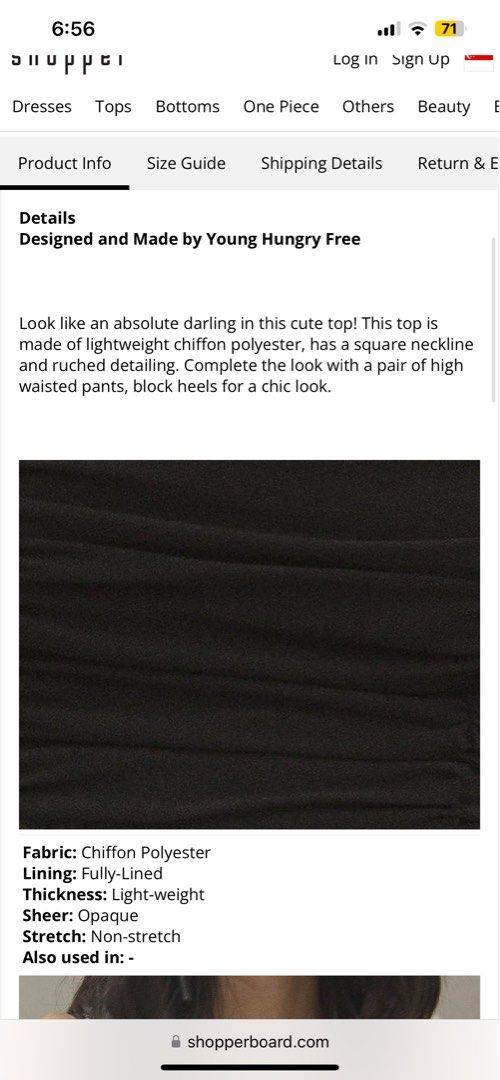 YHF Young Hungry Free Darling Ruched Top in Black XS (Category: Other Tops) located in Singapore. Submitted by shervonee (Listing ID 1339661892, Image 7). Description: RTP $33.80.