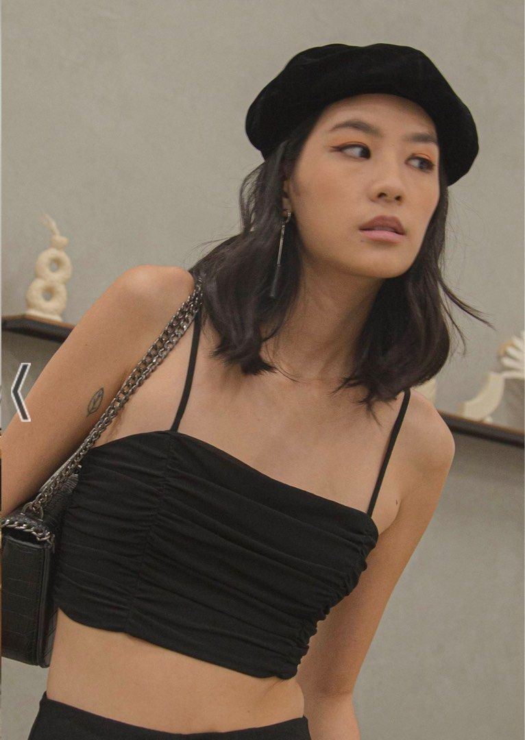 YHF Young Hungry Free Darling Ruched Top in Black XS (Category: Other Tops) located in Singapore. Submitted by shervonee (Listing ID 1339661892, Image 6). Description: RTP $33.80.