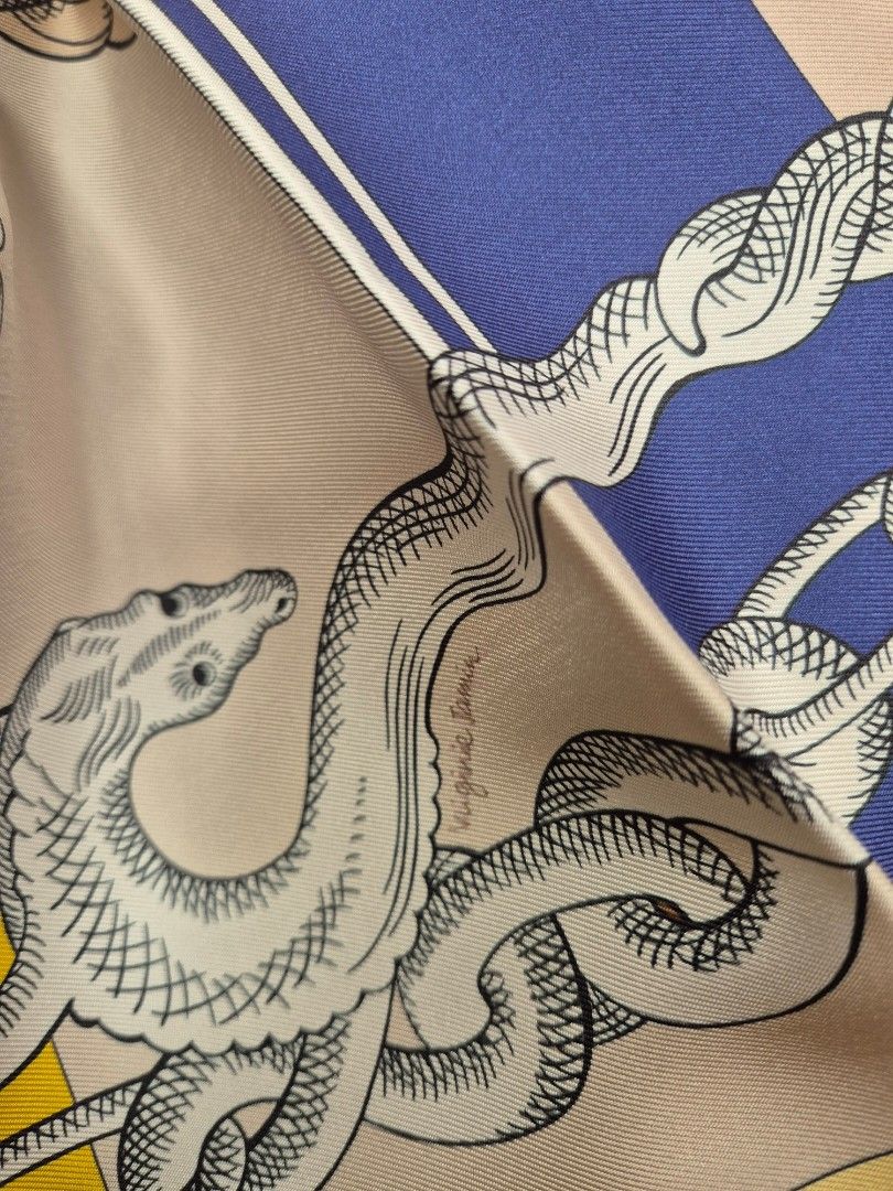 Hermes scarf (Category: Accessories) located in Singapore. Submitted by sfcct (Listing ID 1335658663, Image 4). Description: Double face Hermes Carre 90. Della Cavalleria designed by Virginie Jamin. Comes with original box, ribbon and receipt (but only copy of receipt will be provided as there are other items on the same receipt). Currently retails at $1300..