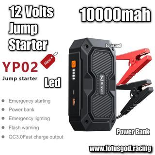 🤩 ! 10000mah 3 In 1 Portable 12 Volts Car Jump Start + Power Bank Phone Charger + Led Light For Automotive Car 12V Battery Starter #Lotusgod Lotus God 🌟 1042 - Black Box 508 🌟 Keep For Emergency Use