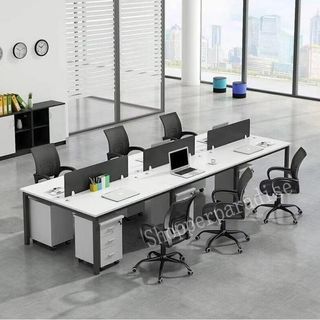 B144 Executive Workstation,with high partion,with/without pedestal/cabinet Home Office Table,System,Furniture study desk,Cubicle,Straight L Shape Divider Set computer Hari Raya Chinese New Year National Day Christmas Deepavali