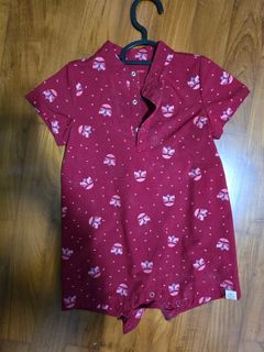 Lion Dance Series - Baby Boy Shirt Romper in Red (18m)