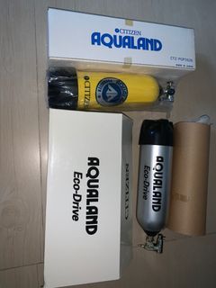 NOS Rare Vintage Citizen Promaster Aqualand Eco Drive Watch case display Oxygen Air Cylinder Diving Tank