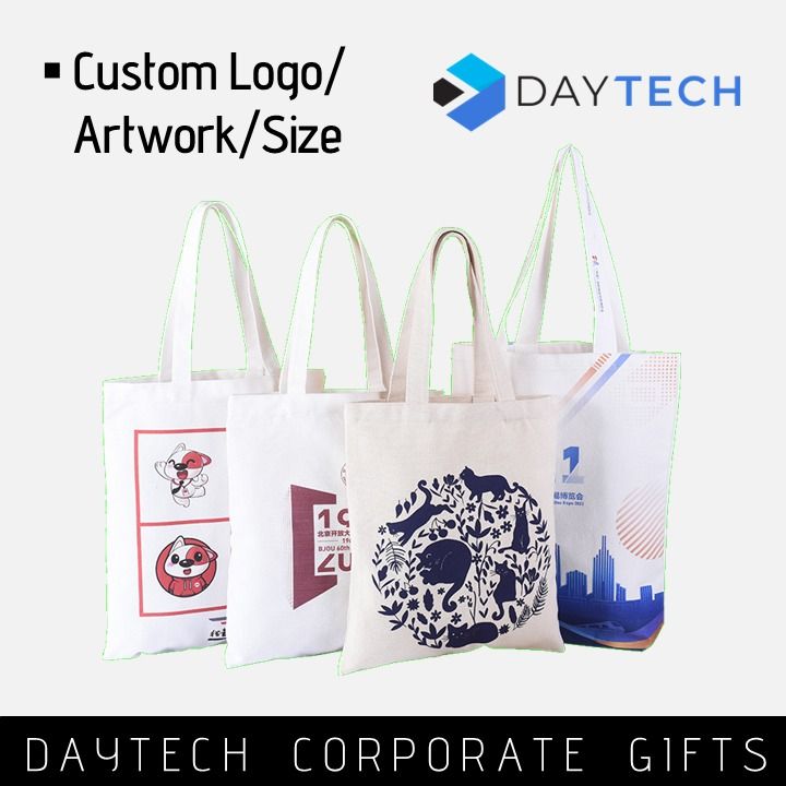 Customised Tote Bag A4 A3 Cotton Canvas with Printing for Corporate Gifts (Category: Tote Bags) located in Singapore. Submitted by daytech (Listing ID 1288826135, Image 1). Description: ✅ Fully Customizable (colour, logo, artwork) ✅ Durable and Tear-Resistant Canvas ✅ Bulk Order Discounts (from $0.91) ✅ ACRA and GeBiz Registered Supplier with >100k Collaterals Delivered 🗣️ Other Corporate Gifts Available On Request 🚚 Free Delivery (4-6 weeks) �