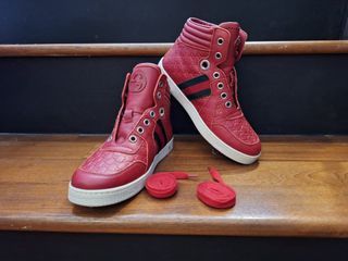 Gucci Sneakers Hi Top Cut Red Logo Shoes Lace Made in Italy Size 32 Toddlers Kids Children Boy Girl Unisex