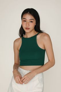 Brea Basic Crop Tank Top (Forest)
