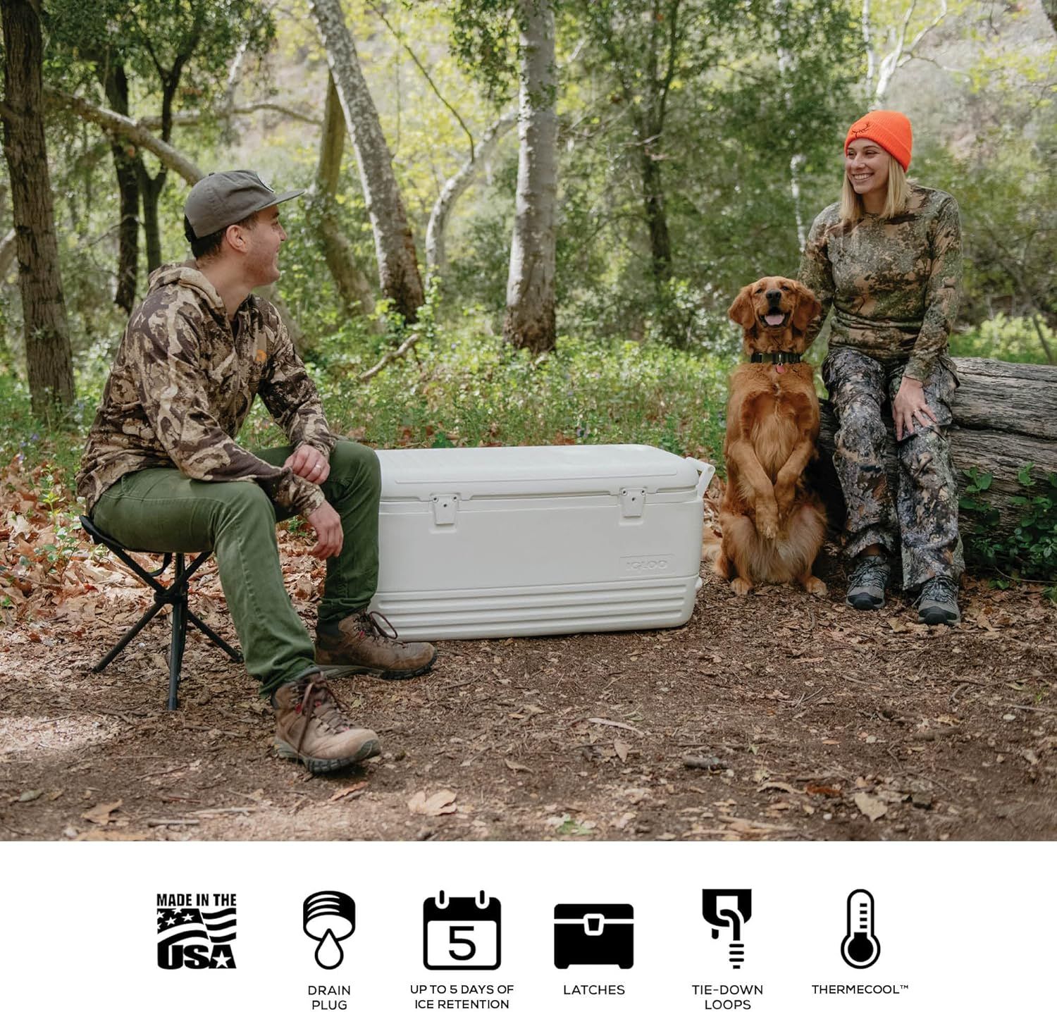 Igloo Polar Ice Cooler Box (120-Quart, White) (1) (Category: Hiking & Camping) located in Singapore. Submitted by homedealsg (Listing ID 1294223367, Image 4). Description: Ultratherm insulated body and lid keep ice for 5 days at 90 degrees Fahrenheit Reinforced swing-up handles with tie-down loop feature Dual snap-fit latches secure lid closure Threaded drain plug for hose hook up and easy draining 188-can capacity, Exterior Dimensions 38.31" L x