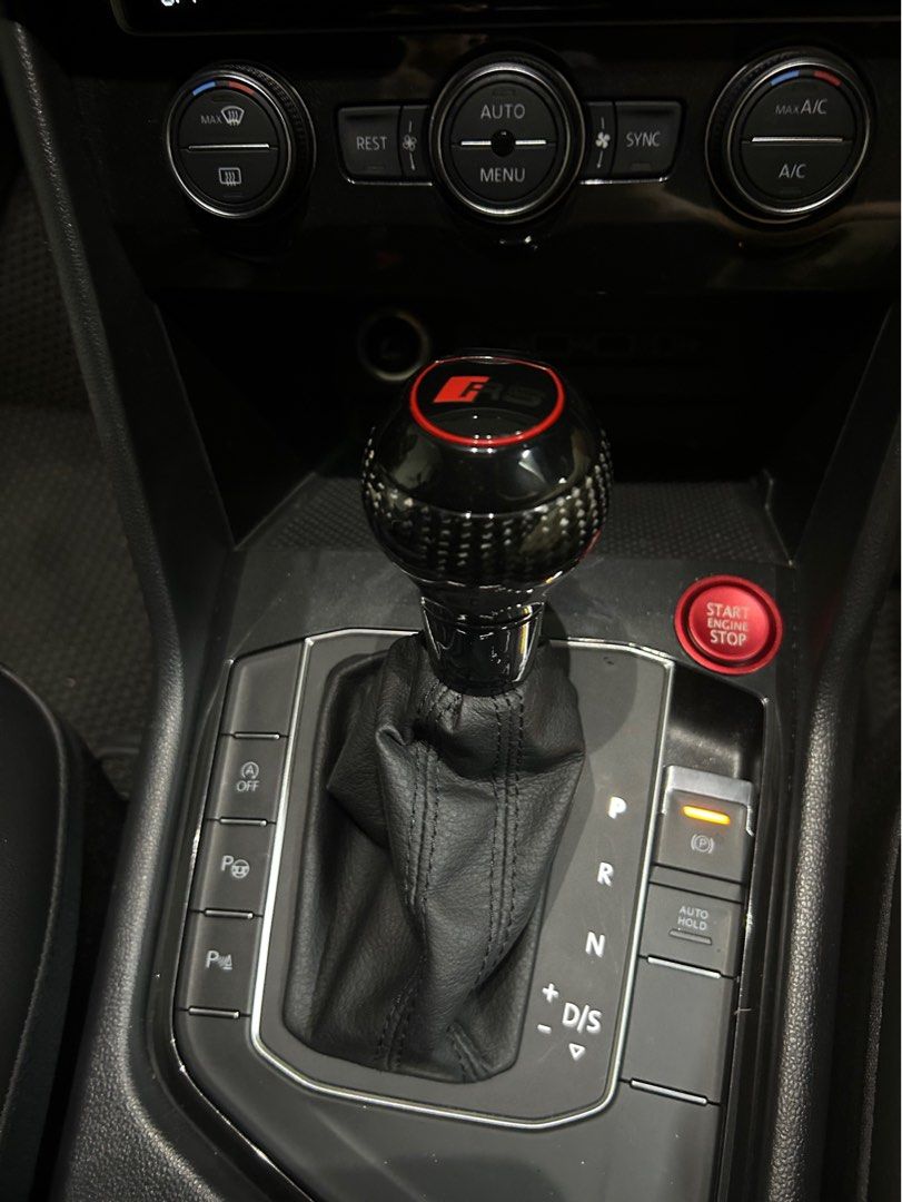 Audi Volkswagen VW Golf GTI R Jetta A3 A4 A5 A7 A8 Q2 Q3 Q5 Q7 S-tronic RS gear knob (Category: Interior Styling & Trim) located in Singapore. Submitted by car4life (Listing ID 1045729363, Image 6). Description: Leather $128; Carbon fibre & Alcantara : $158 Full black gear knob add $20. ⭐️ RS, Stronic, GTI, R logos. -Direct fit for front facing shift gear knob; -Side press button can be modified; -Leather boot bracket use back original one if rep