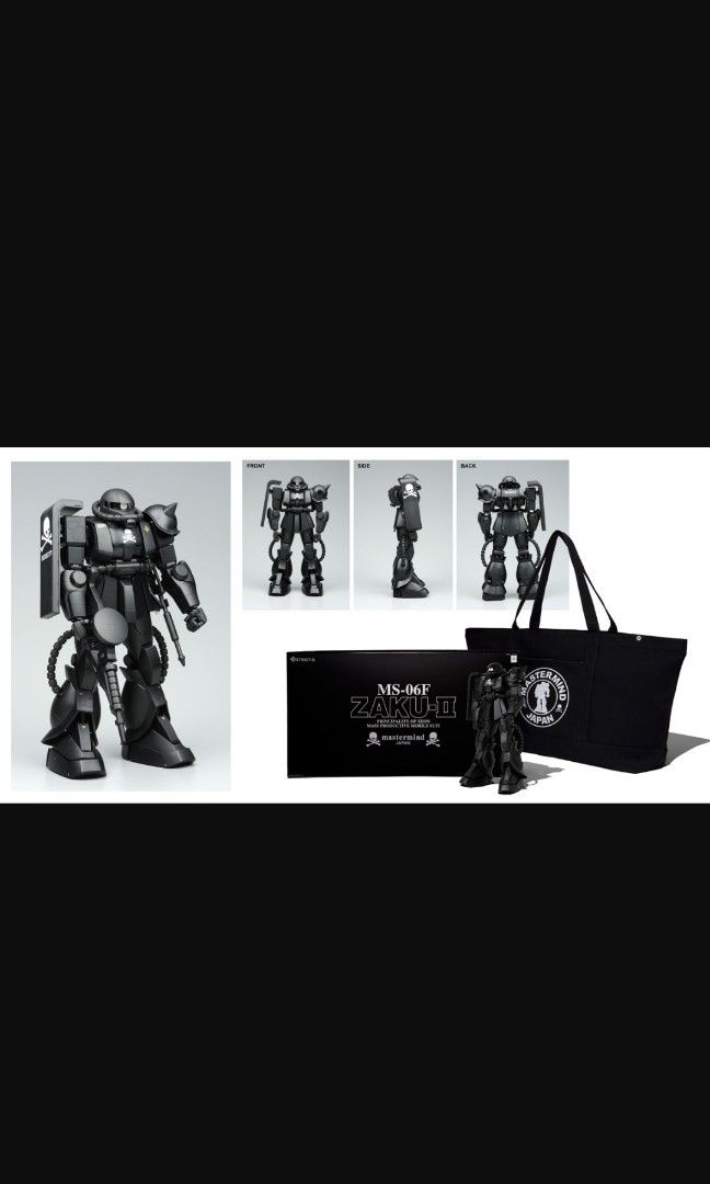 Mastermind x Bandai Zaku MS-06F Limited Edition Gundam Plastic Model Kit Matte Black with Tote Bag Rare 1/60 Scale Perfect Grade PG Strict G (Category: Gundam Model Kits) located in Singapore. Submitted by kws75 (Listing ID 1291481981, Image 1). Description: Brand new unassembled. Released in 2012. Comes with Tote Bag. Collect at Kovan MRT.