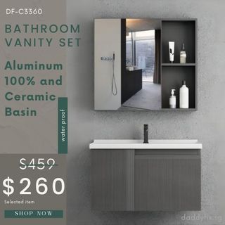 SG /Stocks 60cm Aluminium Waterproof Basin Vanity Set/bathroom cabinet/toilet wash basin