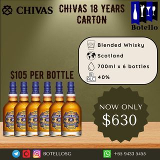 [Carton] Chivas 18 x 6 bottles with Gift Box  / 700ml / Same Day Alcohol Delivery / Wholesale