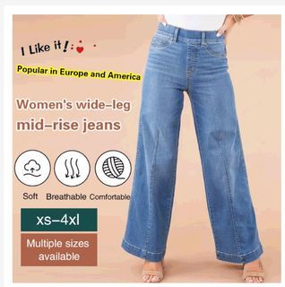 Women's Wide-leg Mid-rise Jeans Elastic Denim Jeans AG1280