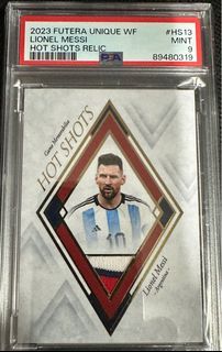 Lionel Messi  PSA graded 9 futera game used jersey relic card