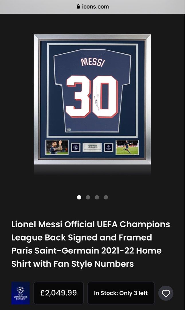 Lionel Messi PSA graded 9 futera game used jersey relic card (Category: Graded Cards) located in Singapore. Submitted by mancave_memorabilia (Listing ID 1310468459, Image 3). Description: Want to own an officially PSA certified Lionel Messi game used jersey relic card? This is it with a mint 9 PSA graded card. Attached second photo refers and stated as a game used PSG jersey relic card from a Ligue 1 match in 2021/22 season. Any Messi official re