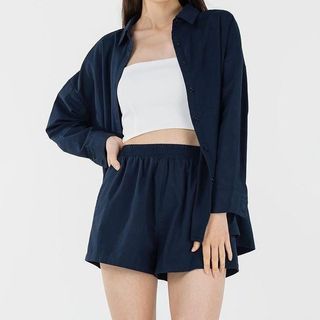 lovet odette relaxed 2-pc set in oxford blue (SHORTS)
