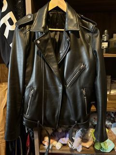 Zara real leather biker jacket