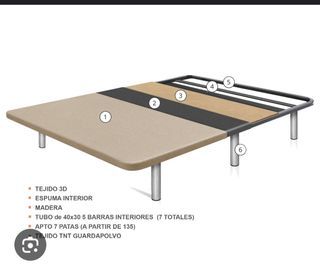 Queen size base frame with 6 legs