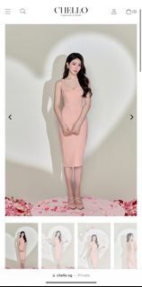 MARIEL LACE BACK PADDED PENCIL DRESS IN BALLET PINK