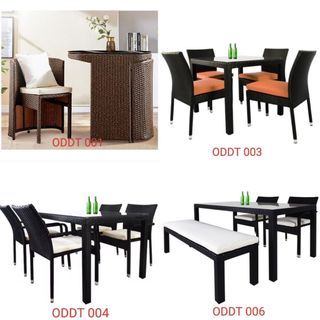 ODDT 001 Outdoor Dining Table Set (Table+Chair), ODDT 003 Outdoor Dining Table Set PE Rattan, ODDT 004 Outdoor Dining Table Set with 4 Chairs PE Rattan, ODDT 006 4 Pcs Outdoor Dining Table Set PE Rattan Combine