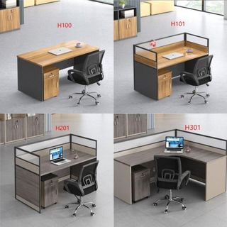 H100 H101 H201 H301 Executive Workstation,with high partition,with/without pedestal/cabinet Home Office Table,System Furniture study desk,Cubicle,Straight L Shape Divider Set computer chair combine