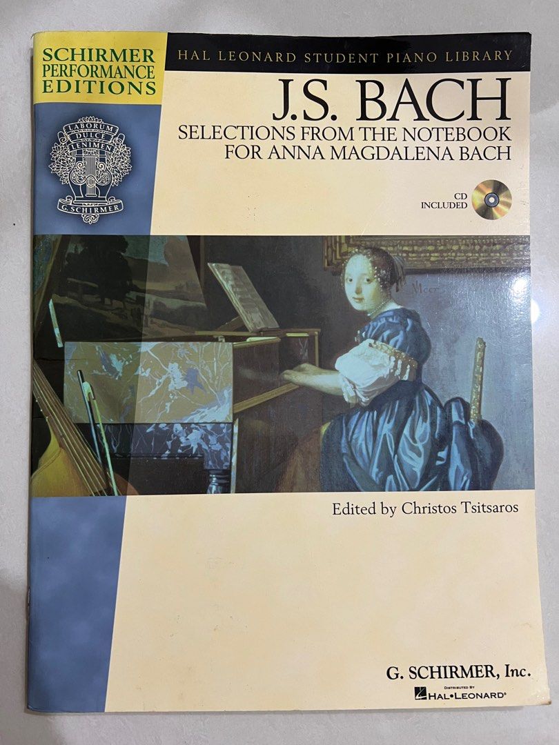 SCHIRMER J.S. Bach Selections from The Notebook for Anna Magdalena Bach (Category: Music Scores) located in Singapore. Submitted by aquarius_star (Listing ID 1322182140, Image 1). Description: SCHIRMER J.S. Bach Selections from The Notebook for Anna Magdalena Bach - 2 copies available - $10 each * Get more at discounted price! PM for details!.