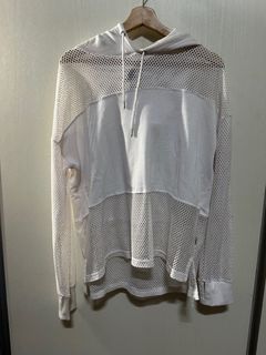 white netting mesh hoodie