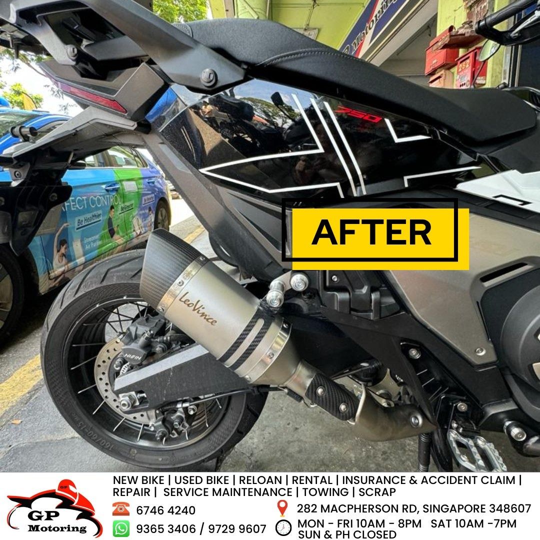 HONDA X-ADV 750 | YAMAHA XMAX V1 | CB400X | CB400 | ZX4RR | TERMIGNONI | AKRAPOVIC | LEOVINCE | SC PROJECT | BODIS | ARROW | YOSHIMURA | MORIWAKI | YAMAMOTO | SP TADAO | LTA APPROVED | BUY NOW, PAY LATER | READY STOCK | ORIGINAL | GP MOTORING | GPMOTORING (Category: Exhaust) located in Singapore. Submitted by gpmotoring (Listing ID 1204087856, Image 7). Description: ✅ LTA Approved Exhausts for KTM, CFMoto, Yamaha, Honda, Kawasaki and more! 💳 BUY