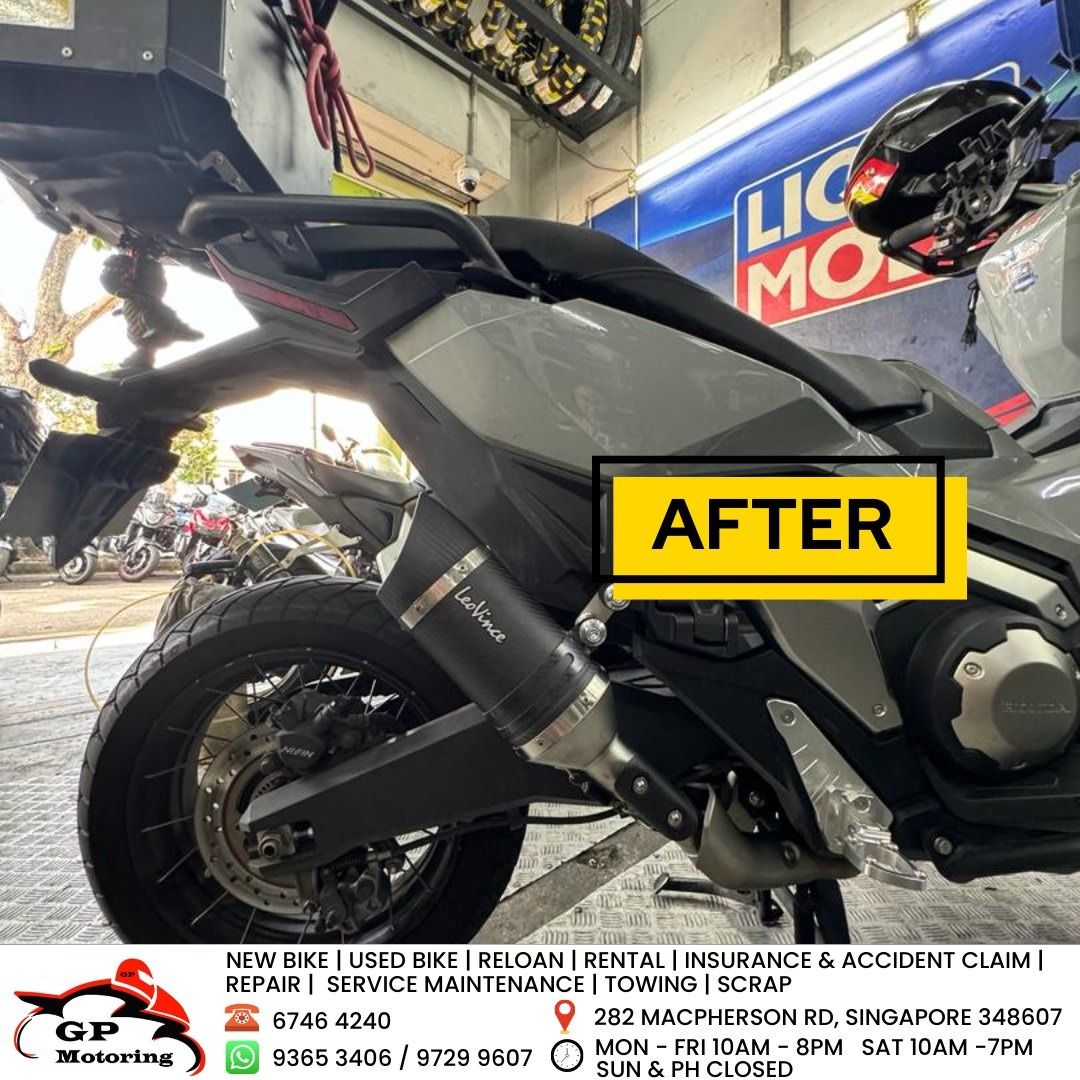 HONDA X-ADV 750 | YAMAHA XMAX V1 | CB400X | CB400 | ZX4RR | TERMIGNONI | AKRAPOVIC | LEOVINCE | SC PROJECT | BODIS | ARROW | YOSHIMURA | MORIWAKI | YAMAMOTO | SP TADAO | LTA APPROVED | BUY NOW, PAY LATER | READY STOCK | ORIGINAL | GP MOTORING | GPMOTORING (Category: Exhaust) located in Singapore. Submitted by gpmotoring (Listing ID 1204087856, Image 6). Description: ✅ LTA Approved Exhausts for KTM, CFMoto, Yamaha, Honda, Kawasaki and more! 💳 BUY