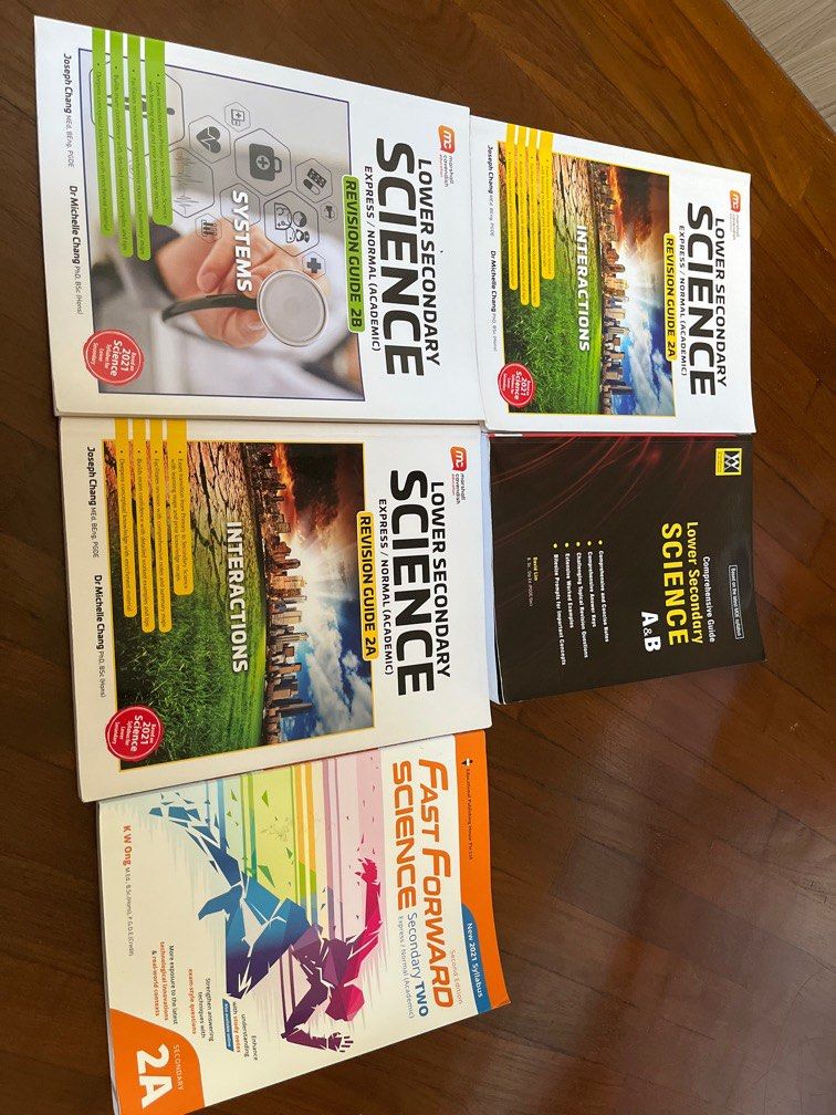 Secondary 2 Science guidebooks MC, Wisemann, EPH (Category: Assessment Books) located in Singapore. Submitted by kerlync (Listing ID 1328420152, Image 1). Description: For Marshall Cavendish 2A and 2B, they are new with no markings. $6 each For Fast Forward Sci, only the 1st few pages have some highlight on it. The rest no markings. $8 For Wisemann publishing, 2 topics are done. The rest no markings. $10 $8 .