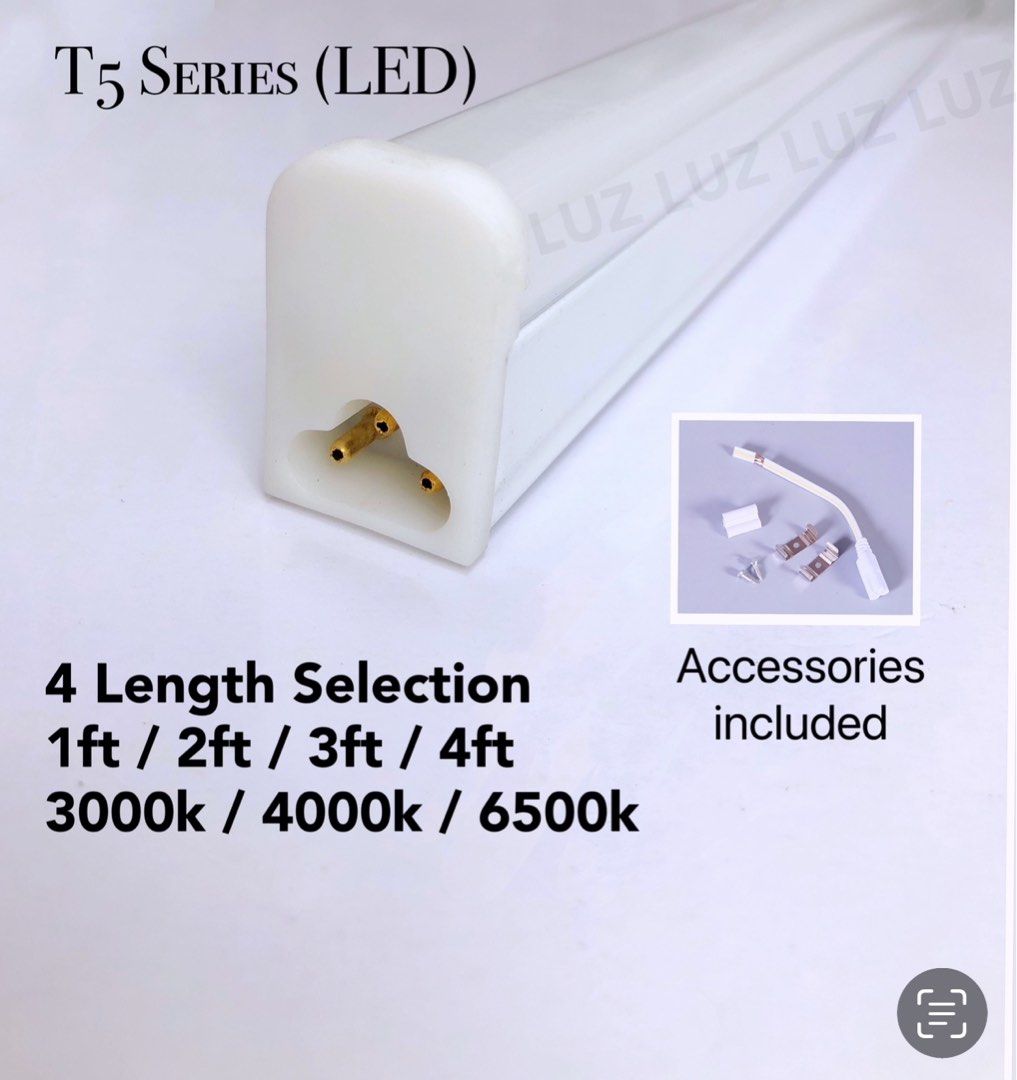 LED T5 SERIES (Category: Announcements) located in Singapore. Submitted by lightz_online (Listing ID 1324703036, Image 1). Description: LED T5 SINGLE TONE T5 SIZE: 1200MM 4FT $11 900MM 3FT $10 600MM 2FT $9 300MM 1FT $8 WATTAGE: 1200MM 20W 900MM 12W 600MM 8W 300MM 6W COLOR TEMPERATURE: 6000k DAYLIGHT 3000K WARM WHITE 4000K COOL WHITE .