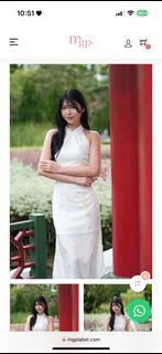 MGP Huan CheongSam QiPao Midi Dress in White