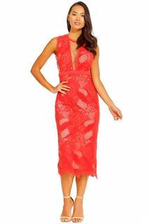NEW $700 Manning Cartell Gallery Views RED MIDI CNY Dress