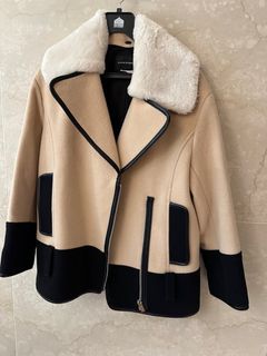 Club Monaco Rismah Zip Faux Fur Leather Aviator Winter Wool Coat XS  Jacket