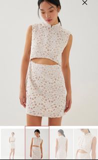 Llana Shoulder Padded Mandarin Collar Mini Dress