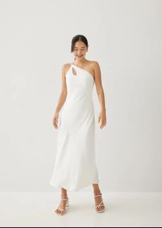 Love Bonito Charlita Linen Column Midaxi Dress (White)