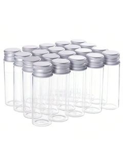 1 Box Of 20pcs 15ml Transparent Glass Candy Jar With Aluminum Lid, Glass Bottle, Sample Bottle, Perfume Bottle, Small Item Storage, Wedding Gift