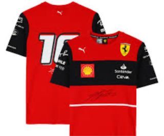 Charles leclerc Ferrari autograph signed puma shirt with Beckett authentication sticker
