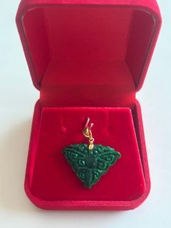 Type A CERTIFIED Burmese Jade Butterfly Pendant with 18K Gold bale