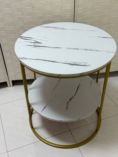Marble Top Side Table with Gold Frame
