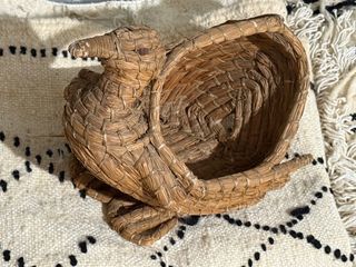 Rattan natural grasses woven handmade duck basket country farmhouse chic cottagecore
