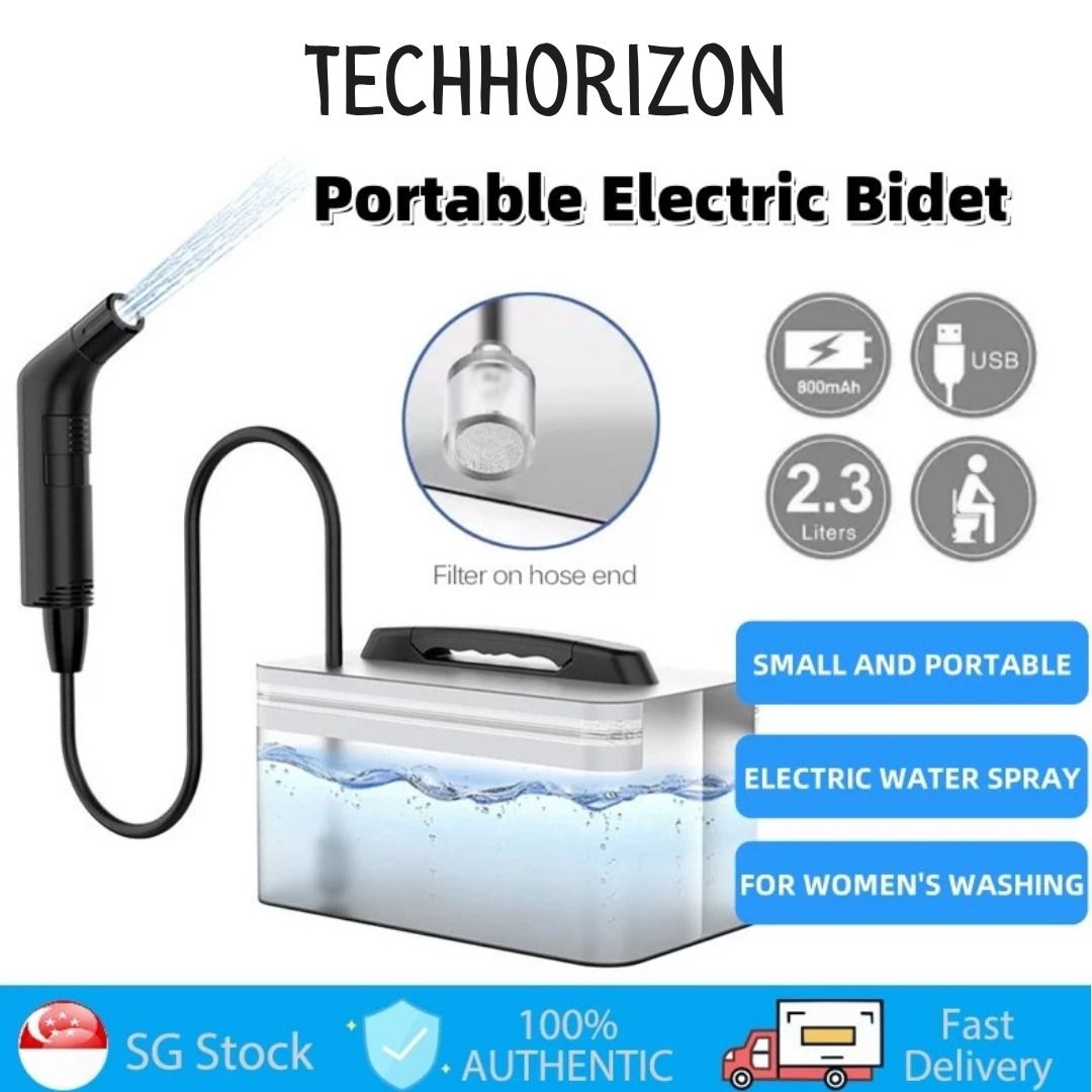 [Same Day Delivery] 2.3L Portable Electric Bidet | Rechargeable Travel Compact Design | Personal Hygiene Cleaning Device for Men & Women | TechHorizon (Category: Cleaning Tools & Supplies) located in Singapore. Submitted by techhorizon (Listing ID 1401065748, Image 1). Description: ⚙️ Specifications Water Container Capacity: 2.3L Material: ABS Plastic Working Time: Up to 30 Minutes per Charge Tap Hole: 6-Hole Water Spout Water Flow Rate: • Gentle