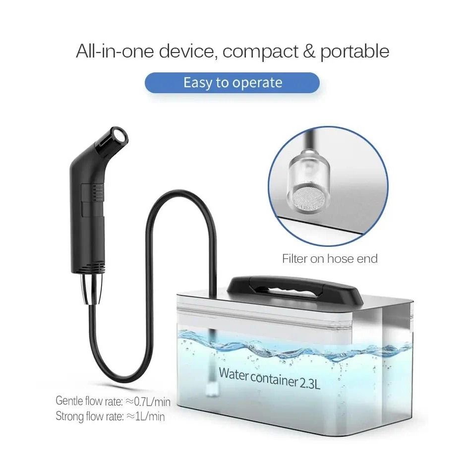 [Same Day Delivery] 2.3L Portable Electric Bidet | Rechargeable Travel Compact Design | Personal Hygiene Cleaning Device for Men & Women | TechHorizon (Category: Cleaning Tools & Supplies) located in Singapore. Submitted by techhorizon (Listing ID 1401065748, Image 3). Description: ⚙️ Specifications Water Container Capacity: 2.3L Material: ABS Plastic Working Time: Up to 30 Minutes per Charge Tap Hole: 6-Hole Water Spout Water Flow Rate: • Gentle
