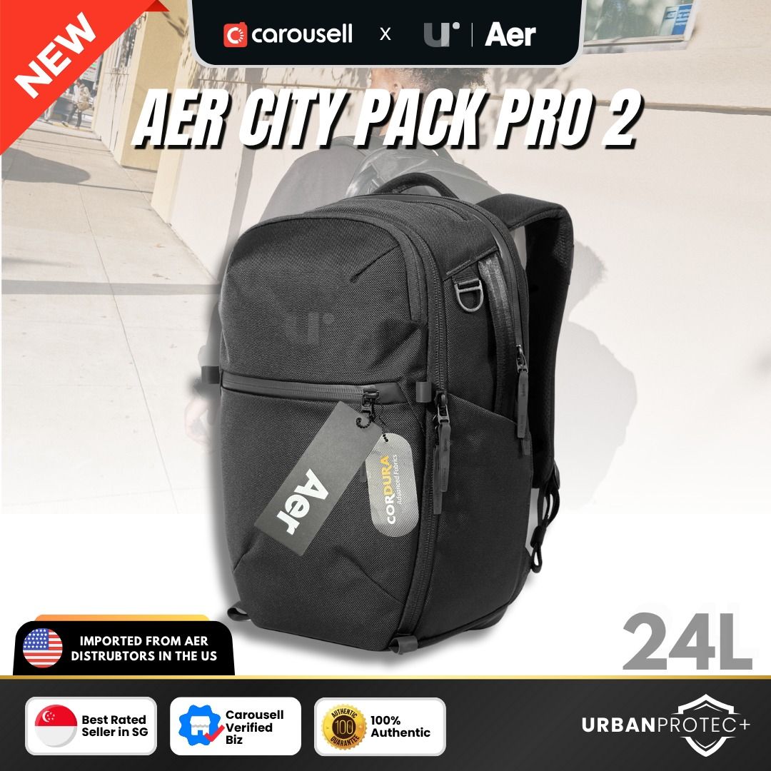 🚨ONE SET REMAINING🚨Authentic Aer City Pack Pro 2 2025 Cordura (24L) Backpack | Travel Backpack | Commuter Backpack | EDC with UrbanProtec+ Limited Lifetime Warranty 🛡️ ( IMPORTED FROM THE 🇺🇸, 100% AUTHENTIC) (Category: Backpacks) located in Singapore. Submitted by urbanomics.official (Listing ID 1375871717, Image 2). Description: 🇺🇸 AERSF USA Imported 🧾 👉 15% OFF ORDER LINK: urbanomics.sg/products/aer-city-pack-pro-2-cordura-black 💥 Sin
