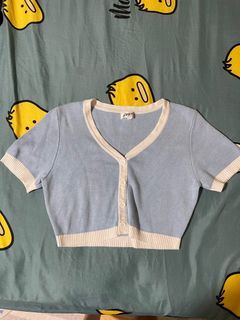 [1 for 6, 3 for 15 ] Love Bonito Blue Crop Blouse - Size M