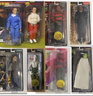 Mego horror series 8” Freddy kruger, candyman , Texas chainsaw massacre, screaming werewolf, bride of Frankenstein, Hannibal Lecter 