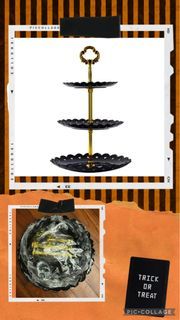 Black and Gold 3-Tiered Serving Tray
